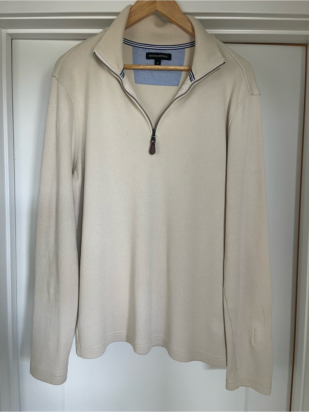 Banana Republic Men's Quarter-Zip Sweater Cream
